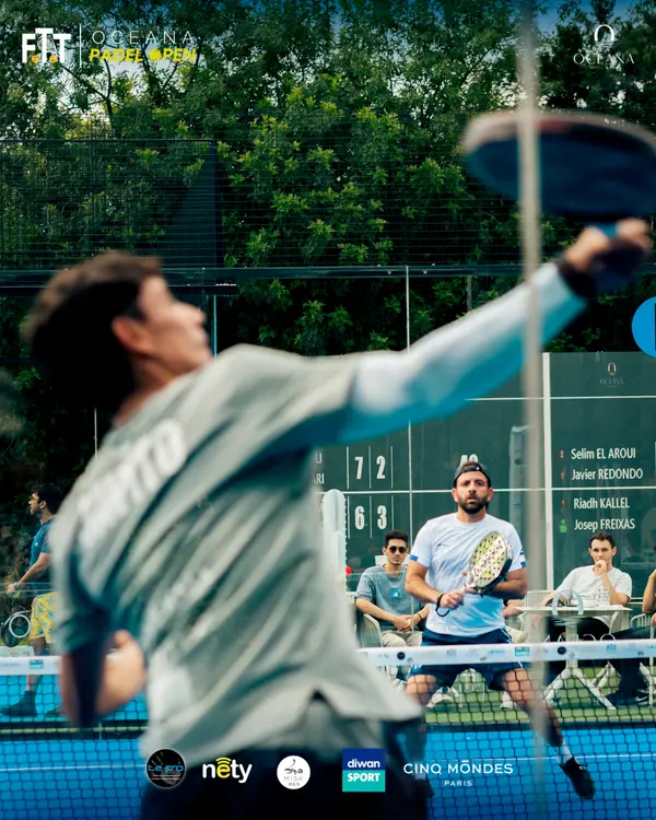 Padel player action shot — Aziz Stiti sports