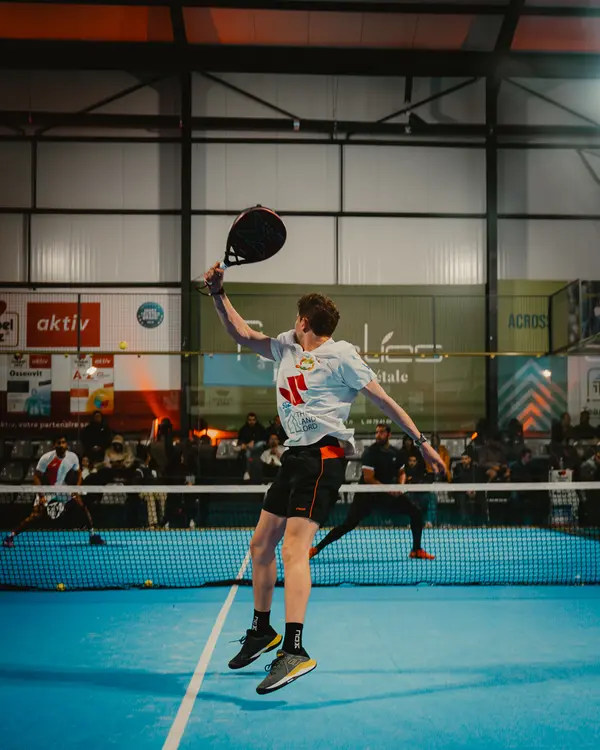 Padel player action shot — Aziz Stiti sports